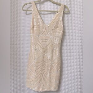 Off white Bebe sequin dress xs